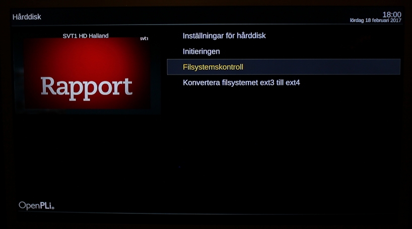 Hårddisk meny