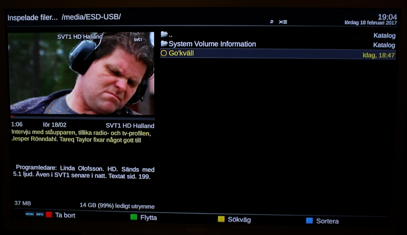 Inspelning kopierad till USB-minne